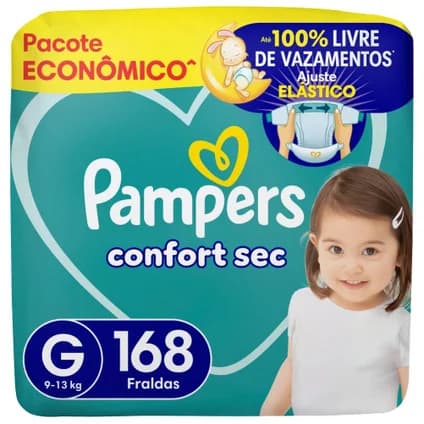 Fraldas Pampers Confort Sec G 168 Unidades, Pampers