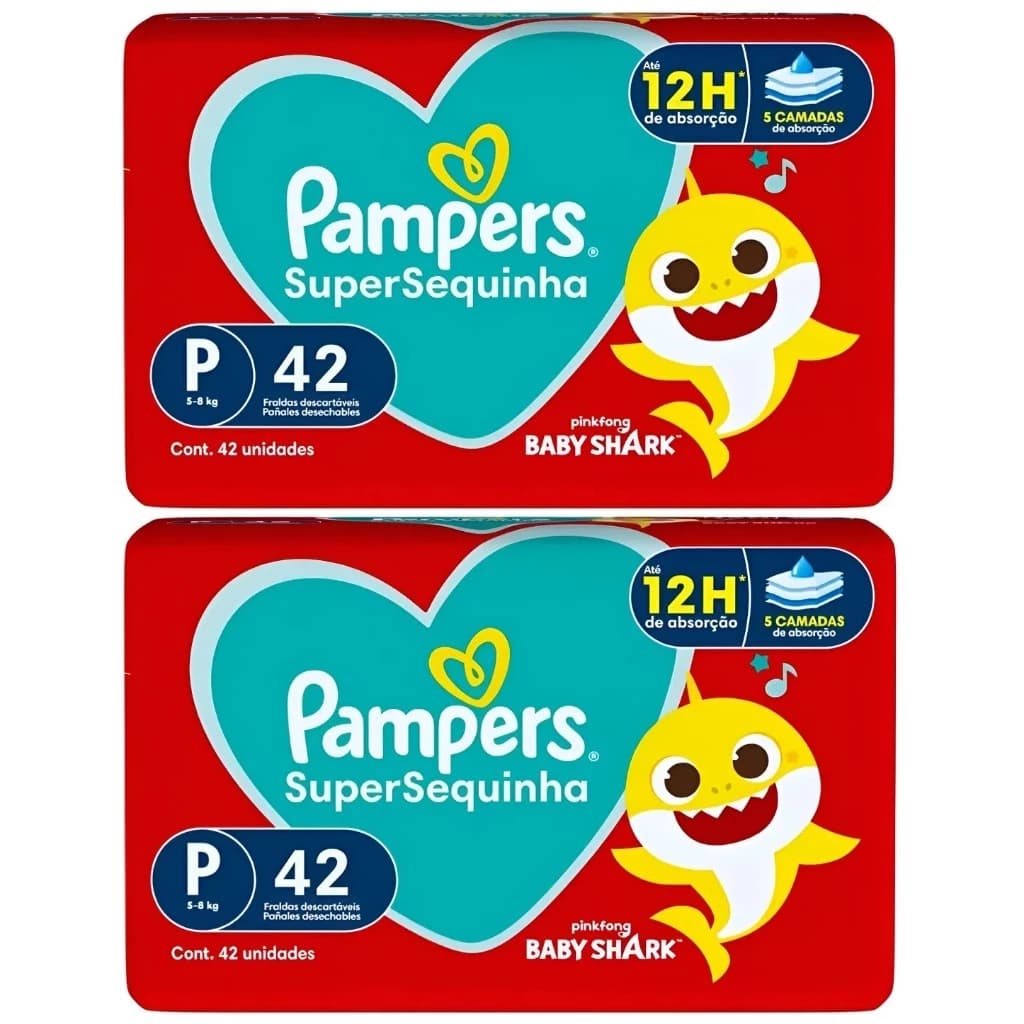 Kit 2 Pacotes Fralda Pampers SuperSequinha 42 unidades cada
