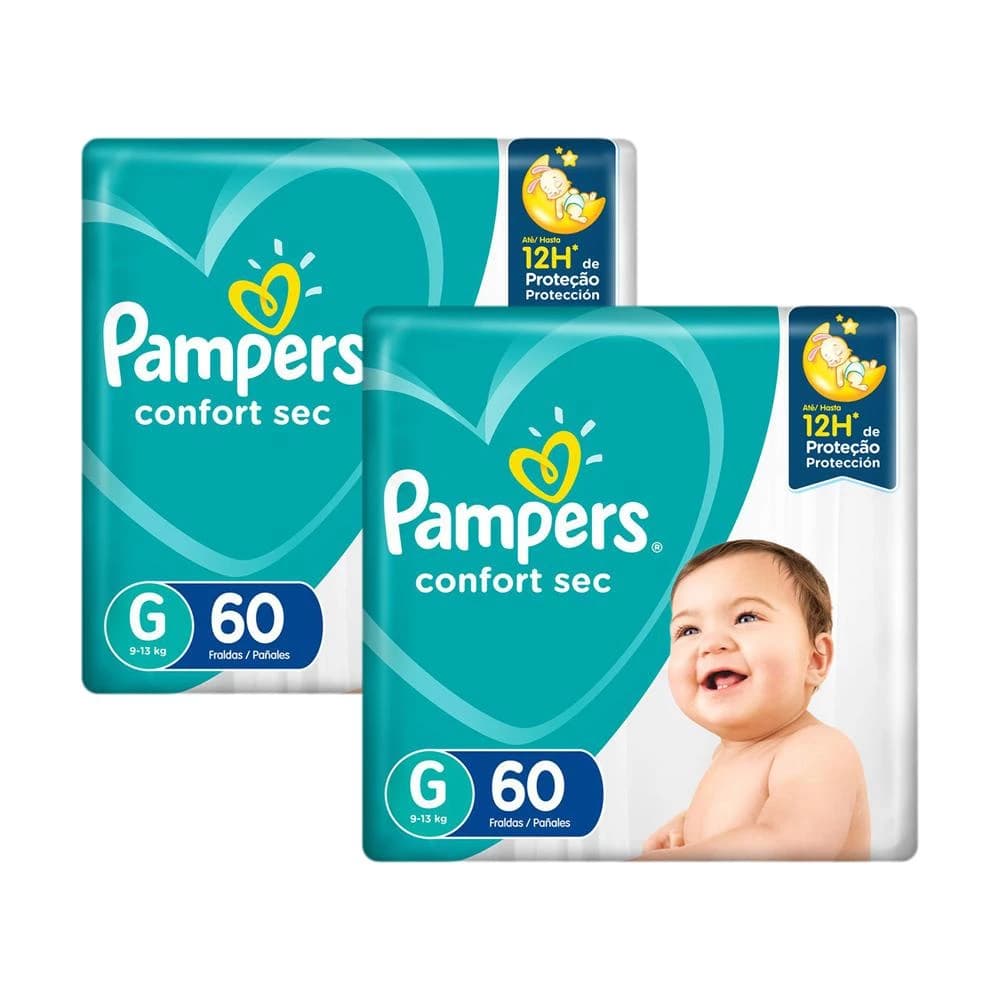 Kit Fralda Pampers Confort Sec Super Tamanho G 120